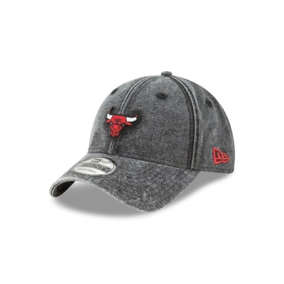 Black Chicago Bulls Hat - New Era NBA Team Loyal 9TWENTY Adjustable Caps USA2036541